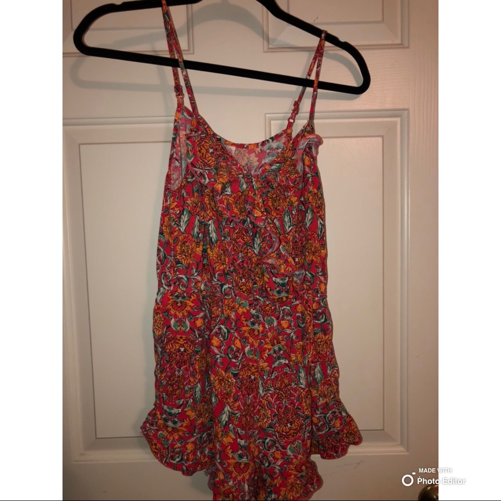 Colorful Flower Print tank romper